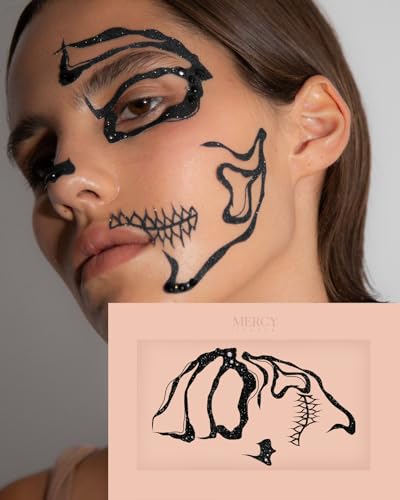 Skull Face Gems Sticker by Mercy London | Reusable Halloween Costume Accessories