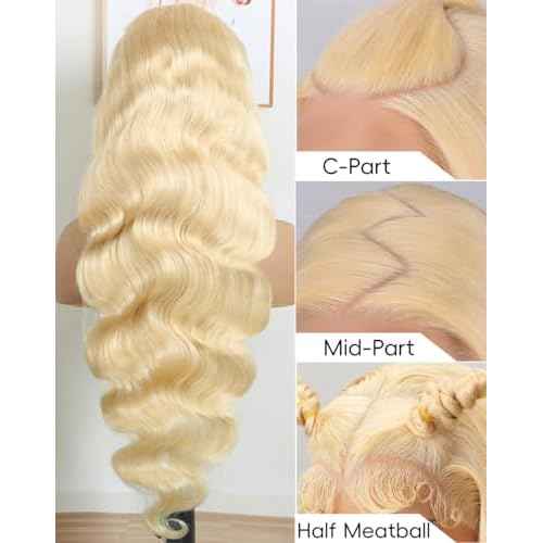 Blonde Wig Human Hair Guaranteed 100% Virgin Human Hair 200 Density 613 13x6 Lace Front Wig Human Hair Body Wave Lace Front Wigs Skinlike 613 HD Lace Frontal Wigs 34 Inch Triple Lifespan 3X