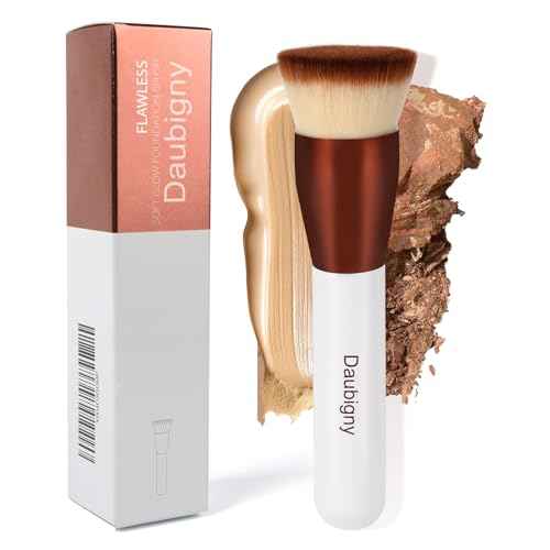Daubigny 1.5" Top Diameter Foundation Brush - Premium Makeup Brush, Perfect For Liquid Makeup, Cream, Buffing, Blending (White Gold)