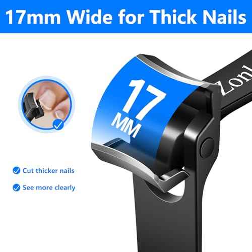 Toenail Clippers for Seniors Thick Nails,Ultra Wide Jaw Angled Head for Large Toe Nail Clippers for Men Women, Heavy Duty Stainless Steel with Long Handle Cutter,Nail File(Black)