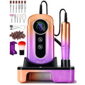 Professional Electric Nail Drill Kits 45000RPM Gradient Purple Portable Cordless 3-in-1 Nail File Machine with Rechargeable Stand and Nail Lamp for Acrylic Gel Polish Removing Home & Salon Use