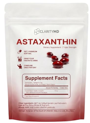 Astaxanthin 12mg Softgels – Natural Antioxidant for Joint, Vision & Cognitive Support – 90 Count
