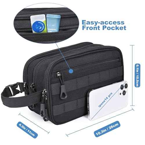 Hygiene Bag Tactical Inspired Mens Toiletry Shower Shave Kit Grooming Bag for Travel YKK Zippers Water-resistant Fabric Military Molle