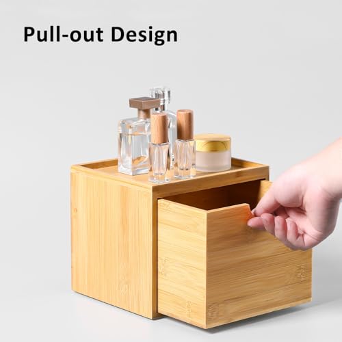 Bamboo Facial Towel Holder with Drawer - Eco-Friendly Bathroom Storage Box