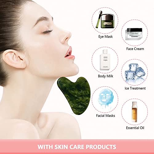 OXT Gua Sha Facial Tool - Natural Jade Stone, Dark Green