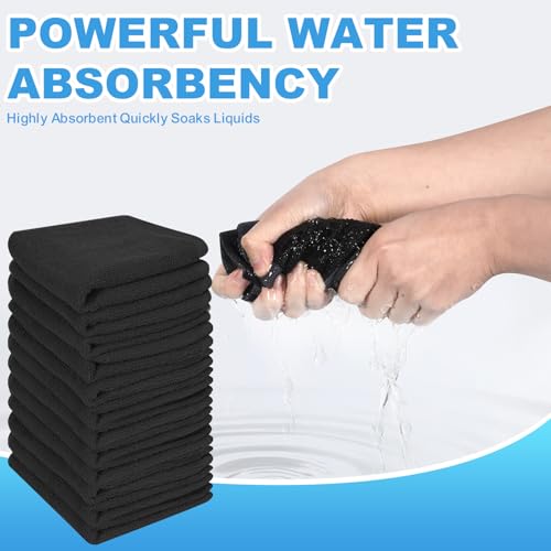 6-Pack 100% Cotton Washcloths 12x12 Inch Black
