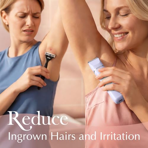 Bikini Trimmer for Women - Wet/Dry Womens Electric Shaver for Legs, Replaceable Body Hair Blade Heads&Hair Remover for Face Head, No Nick, No Cut, No Razor Burn, Purple