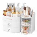 XIAPIA Makeup Organizer Countertop, Make Up Organizer for Vanity, Skincare & Cosmetic Organizers with Drawers, Bathroom Organizers Storage for Brush Holder|Lipstick|Jewelry, Ideal Gift for Women WHITE
