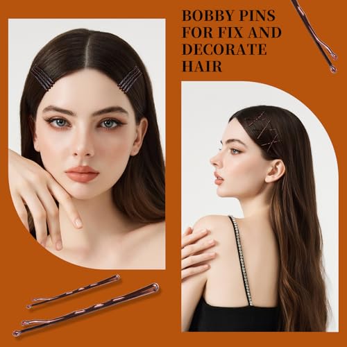 Brown Bobby Pins Hair Kit 11 Styles with Hair Nets & Spiral Pins