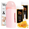 Roll On Wax Kit, Wax Roller Kit - Waxing Kit for Women & Men with 2 Honey Wax Refills & 50 Wax Strips, Home Hair Removal for Body and Legs, Easy Painless & Smooth
