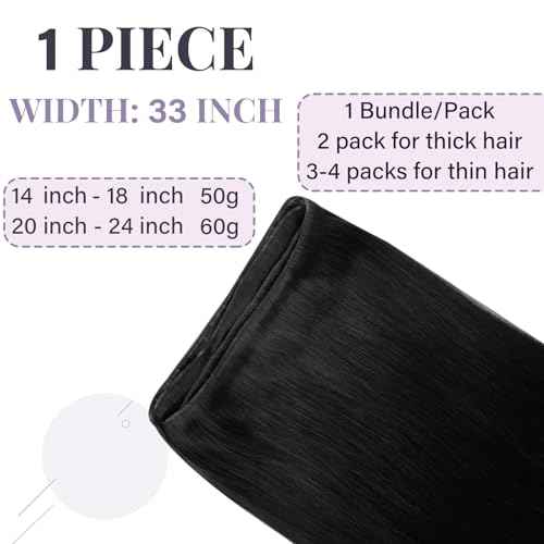 Fshine Real Human Hair Genius Weft Hair Extensions for Women Jet Black Human Hair Sew in Hair Extensions 22 Inch 60g Remy Human Hair Bundle Natural Long Straight Hair Extensions