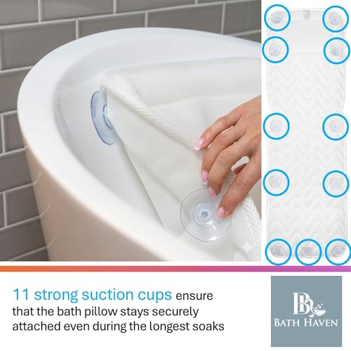 Bath Haven Luxury Bath Pillow with 3D Mesh Head Neck Support