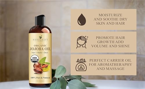 Handcraft Blends Organic Jojoba Oil 8 Fl Oz | Cold-Pressed