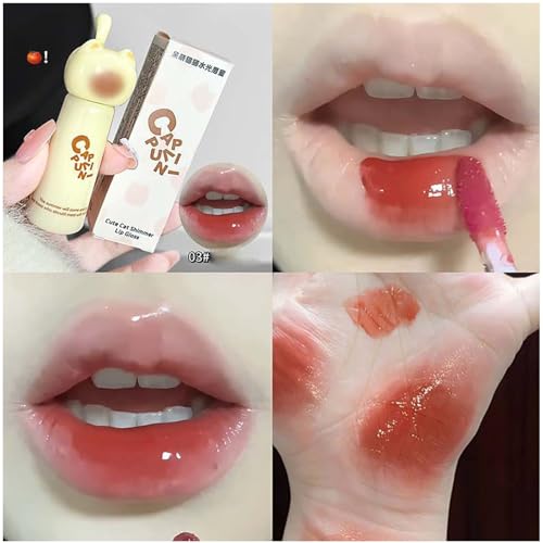 Hydrating Lip Gloss with Cute Cat Design - 4 Colors