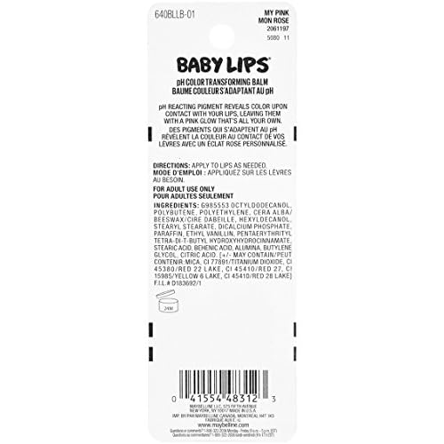 Maybelline New York Baby Lips Glow Lip Balm, My Pink, 0.13 oz.