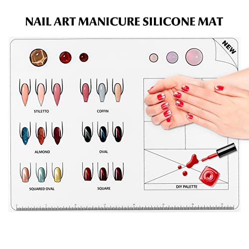 Beaupretty Acrylic Nail Training Mat, Manicure Art Practice Mat Silicone Trainer Sheet Practice Pad Nail Tool for Acrylic Fingernails