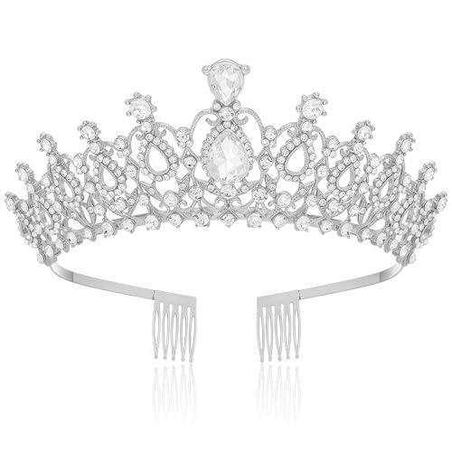 Silver Tiara Crown for Women – Adjustable Headband