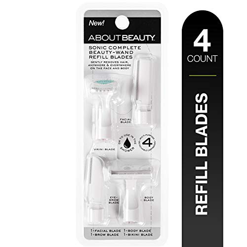 About Beauty Sonic Complete Beauty-Wand Refill Blades for Exfoliating, 4 Pack - Facial, Bikini, Brow & Body Use