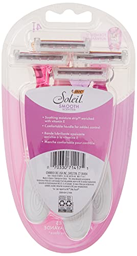 BIC Soleil 3 Scented Disposable Women's Razors - 4 Pack for Legs & Bikini