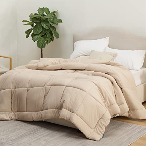 Bedsure Comforter Duvet Insert - Quilted Comforters Oversize Queen Size, All Season Duvet, Down Alternative Bedding Comforter with Tabs(Beige,Oversize Queen 98"x98")