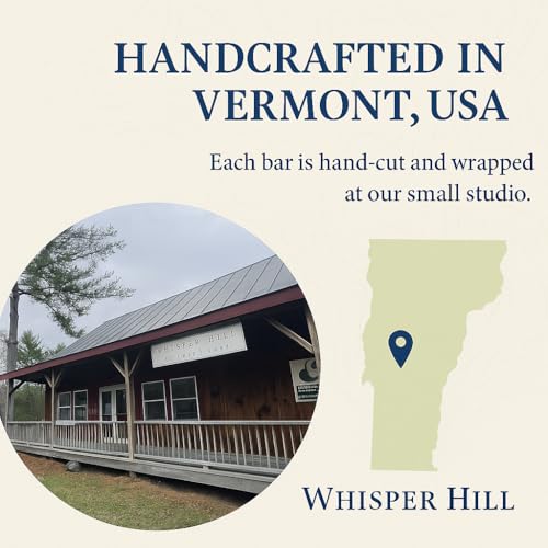 WHISPER HILL Lavender Olive Oil Soap ? Handcrafted in Vermont Since 1997 ? Calming Bar with Pure Essential Oils ? 3.8 oz