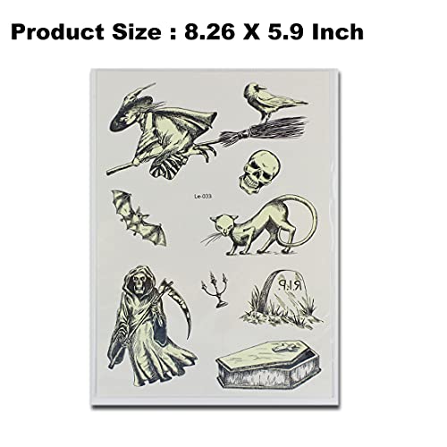 Glow in Dark Halloween Temporary Tattoos - 80 Pack for Kids