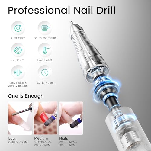 L'UGX Professional 30000RPM Cordless Nail Drill Machine