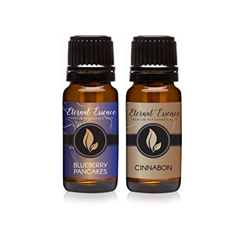 Eternal Essence Oils 2 Pack 10ml Premium Fragrance Oil - Blueberry Pancakes & Cinnabon - for Candle, Soap Making, Aromatherapy, Diffusers, Home Care, & Humidifiers