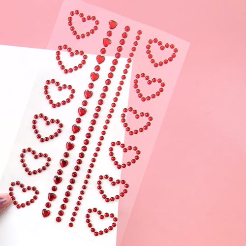 Valentine's Day Face Gems Rhinestone Temporary Tattoo Sticker Set