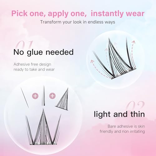 Self-Adhesive Eyelash Clusters 120PCS - Pre-Glued No Glue Needed