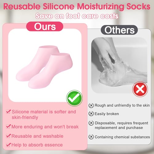 Silicone Moisturizing Socks for Dry Cracked Feet - 6 Pairs Gel Foot Mask