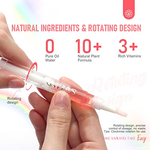 SAVILAND Natural Cuticle Oil Pen Set – Vitamin E & Plant-Based Nourishment for Damaged Nails