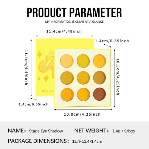 9-Color Yellow Gold Eyeshadow Palette – Matte & Shimmer