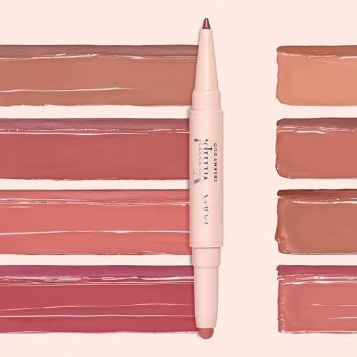 Pupa Milano Vamp! Creamy Duo, 004 Light Rose, 1 Pc - 2 in 1 Lipstick and Lip Pencil - Long Lasting - Lightweight - No-Transfer - Smooth Texture - Highly Pigmented