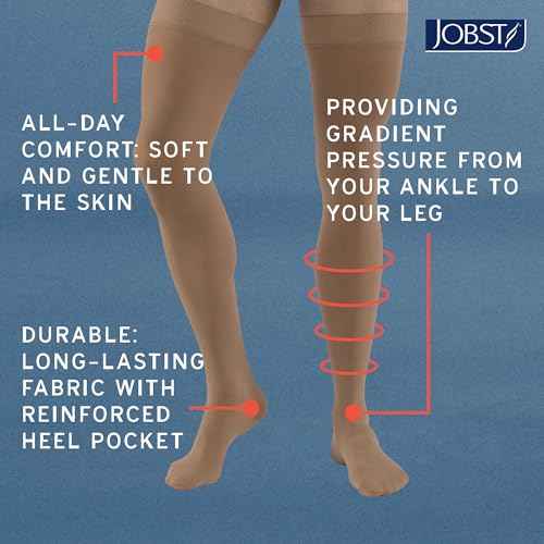 JOBST Relief 20-30 mmHg Compression Stockings, Knee High, Closed Toe, Black, Large Petite