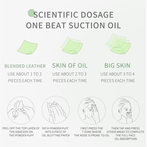 Oil Blotting Sheets for Face - 300 Sheets with Mirror & Puff