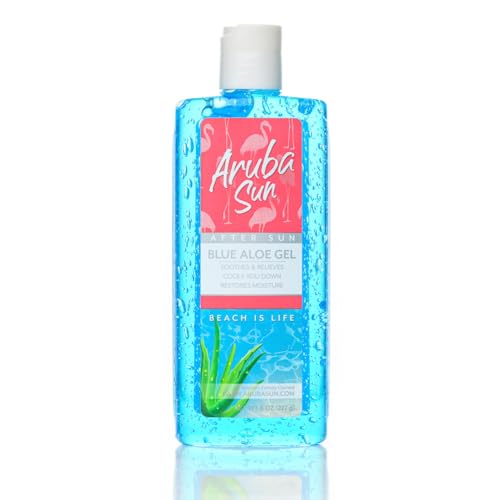 ARUBA SUN After Sun Cooling Aloe Vera Blue Gel, 8 oz, Infused with Vitamin E & Tea Tree Oil to Soothe, Calm & Hydrate your Sunburn