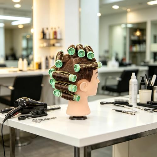 POLRISLY Dark Brown Human Hair Mannequin Head for Hairdressing 20-22 inches