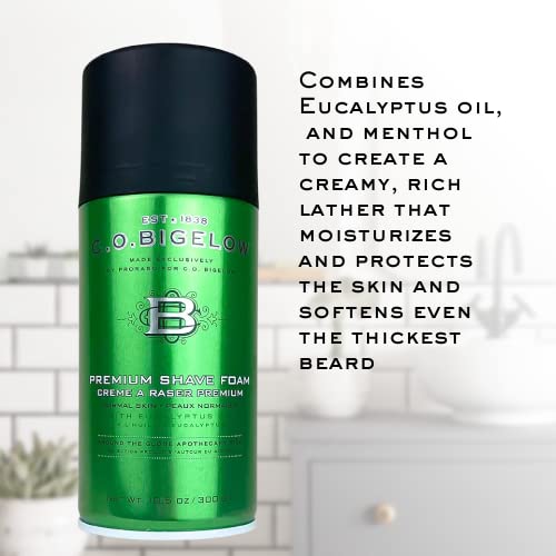 C.O. Bigelow Shaving Foam, 5.2 oz Mens Shaving Cream, Shave Foam for Men with Eucalyptus Oil for All Skin Types (Pack of 2)