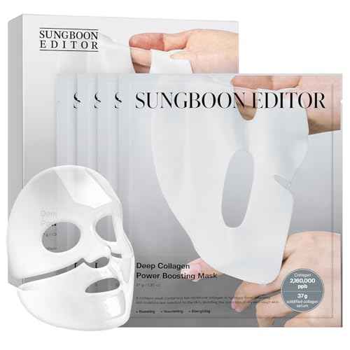 SUNGBOON EDITOR Deep Collagen Overnight Mask Hydrating Mask for Glass Skin, Wrinkle Care, Firming & Pore Refining 2,160,000PPB Collagen + 9 Peptides Stocking Stuffers for Women Korean Skincare, 4ea