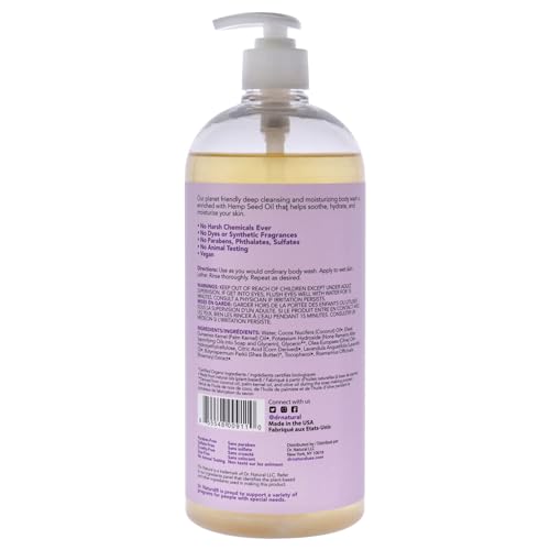 Dr. Natural Calming Lavender Oil Body Wash - Dry Skin Moisturizing Natural Body Wash with Shea Butter and Coconut Oil - For Family and Pets - 32 oz
