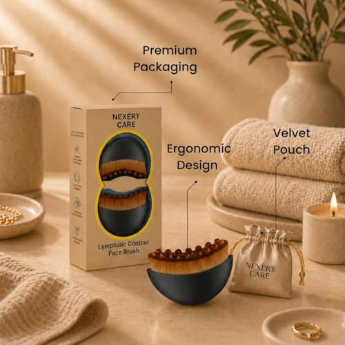 2 Pack Lymphatic Contour Face Brush Set for Sculpting & Drainage