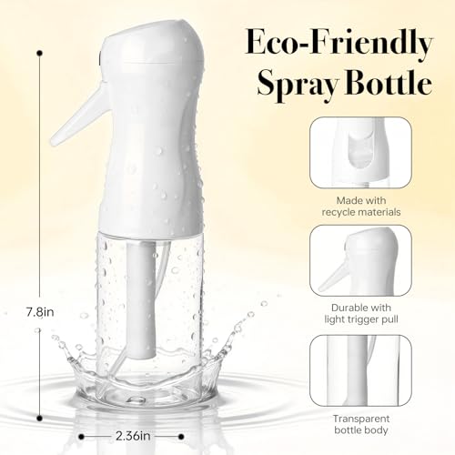 200ml Clear Spray Bottles Set - 3Pcs Continuous Fine Misters for Hair & Beauty