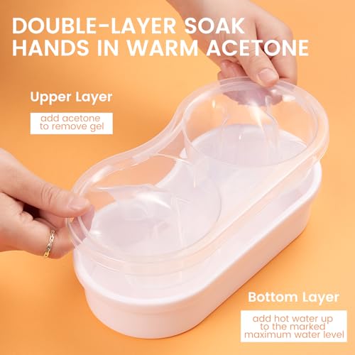 Dual Hand Nail Soaking Bowl Kit - Double-Layer Acrylic & Gel Remover