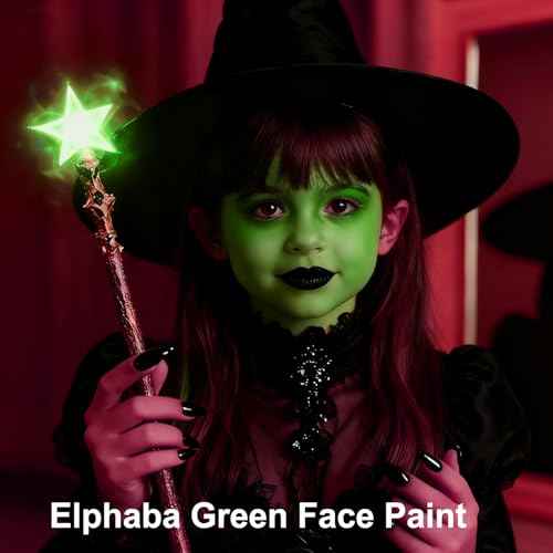 MEICOLY Light Green Face Body Paint for SFX Witch Cosplay Halloween Makeup,Elphaba Green Face Paint,Face Painting for Adults Kids,Hunting Hulk Gamora Body Paint,St Patricks Day Accessories