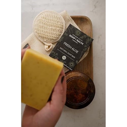 Chagrin Valley Natural Soap Bar - Organic EVOO, Fresh Aloe and Parsley - For Soothing, Calming and Hydrating Skin - Large 5.6 oz Organic Bar Soap for Men and Women