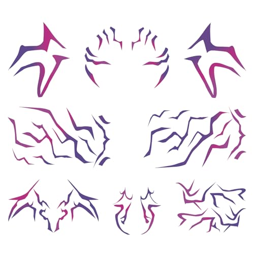 Rumi Cosplay Tattoos 8-Sheet Set Pink Purple Gradient Waterproof