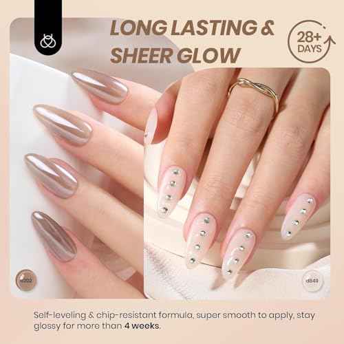 Beetles Fall Gel Nail Polish Set - 6 Colors Nude Brown Jelly Neutral Gel Polish Kit Sheer Transparent Effect Soak Off UV DIY French Nail Art Manicure Gifts for Women