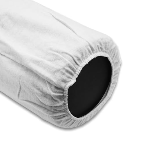 100% Cotton Flannel Round Massage Table Bolster Cover (6x28 Inches) - White