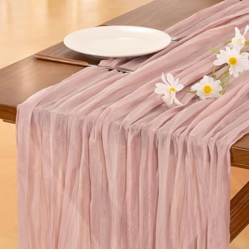 Socomi Pink Cheesecloth Table Runner 120 inch